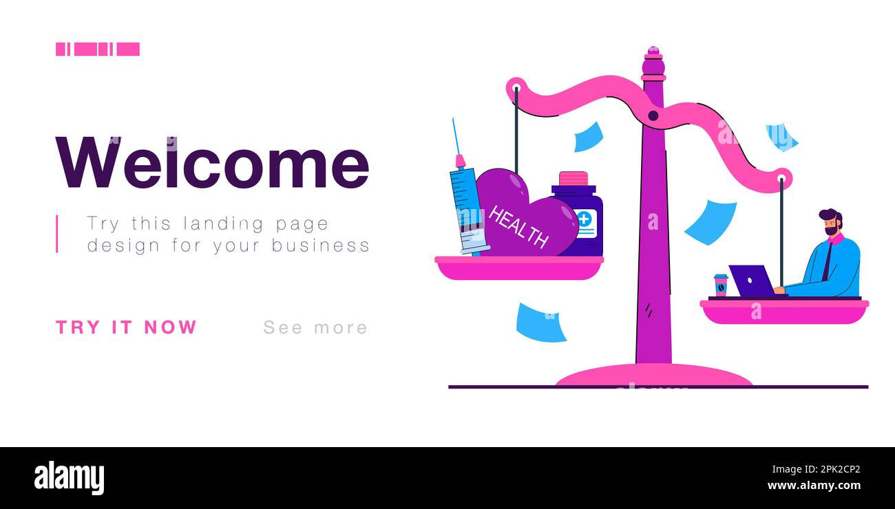 Conflict between health and work of employee on unbalanced scale Stock ...