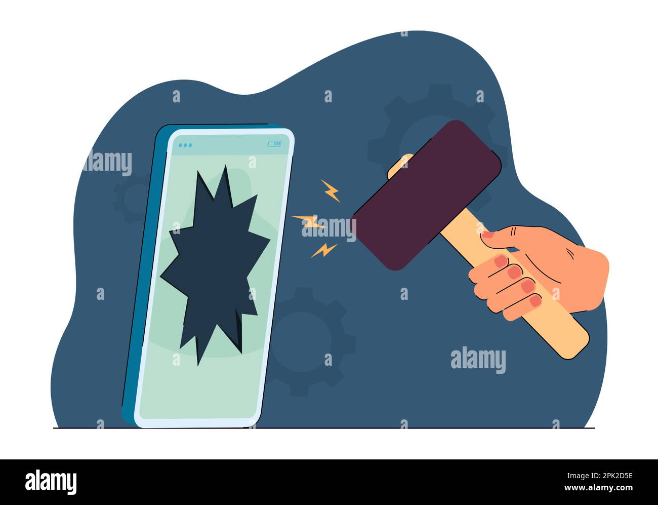 Person breaking mobile phone Stock Vector