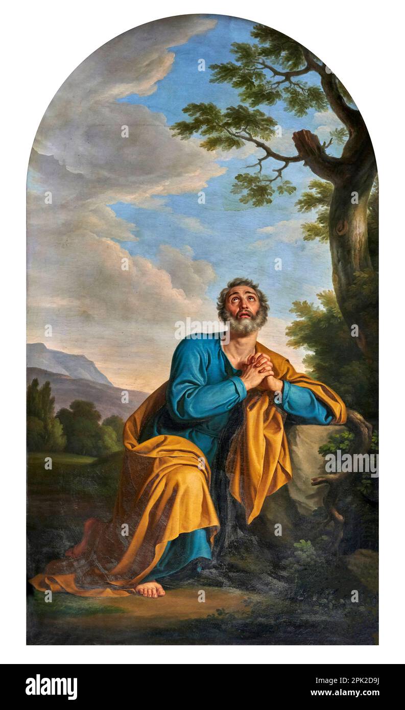 San Pietro penitente   - olio su tela - Giuseppe Diotti - prima metà del XIX secolo  - Iseo (Bs), pieve di S. Andrea Stock Photo