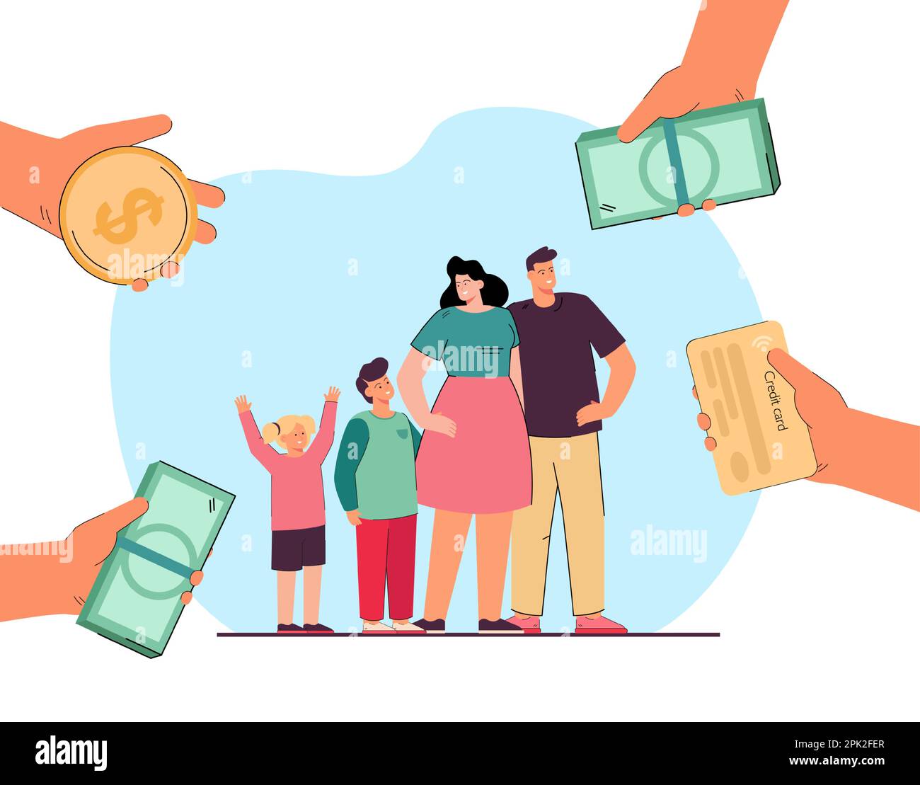 People giving money cartoon