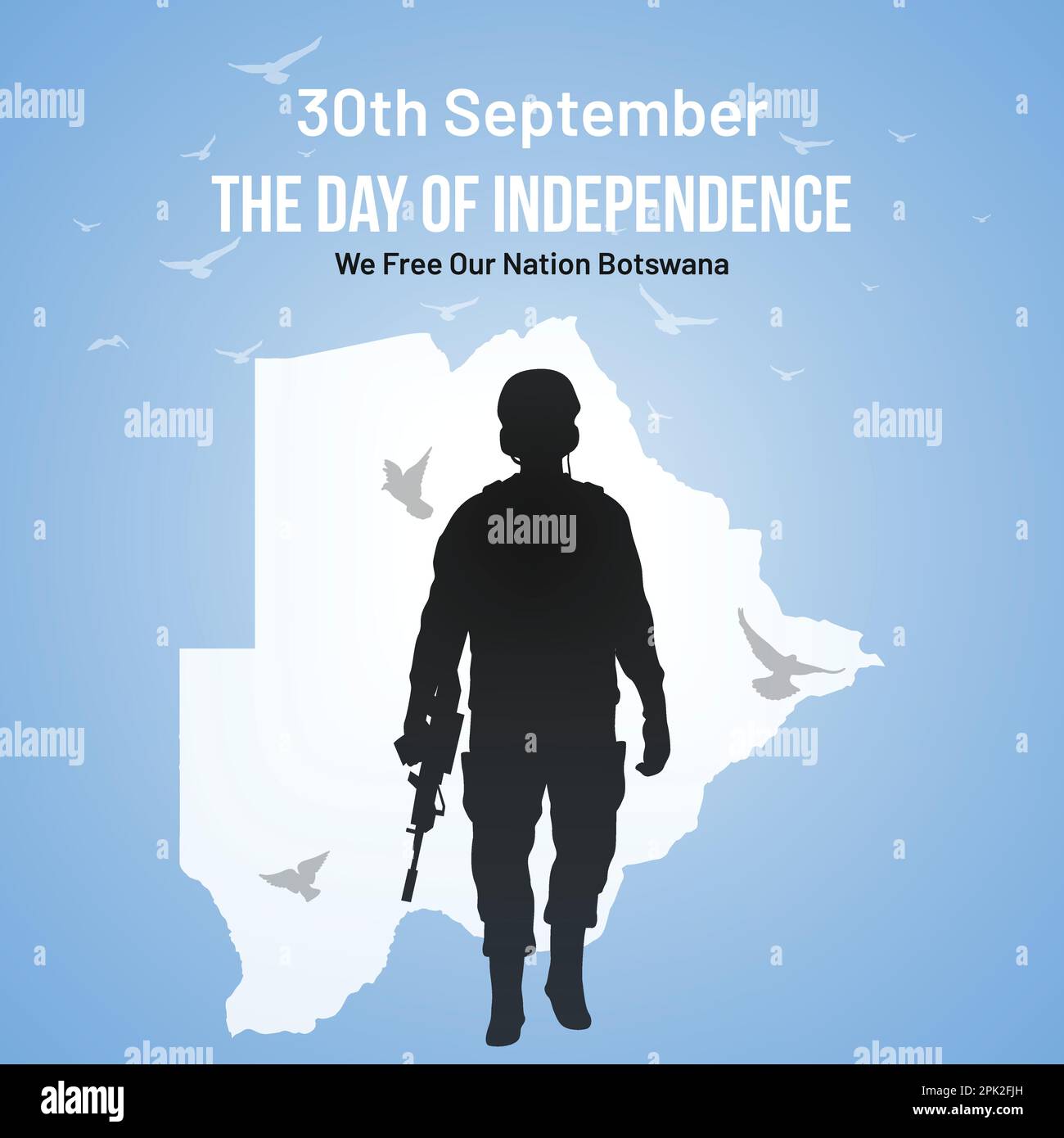 Botswana Independence Day Social Media Post, Greeting Card, Vector Illustration. 30th of September Botswanan National Holiday Day. Stock Vector