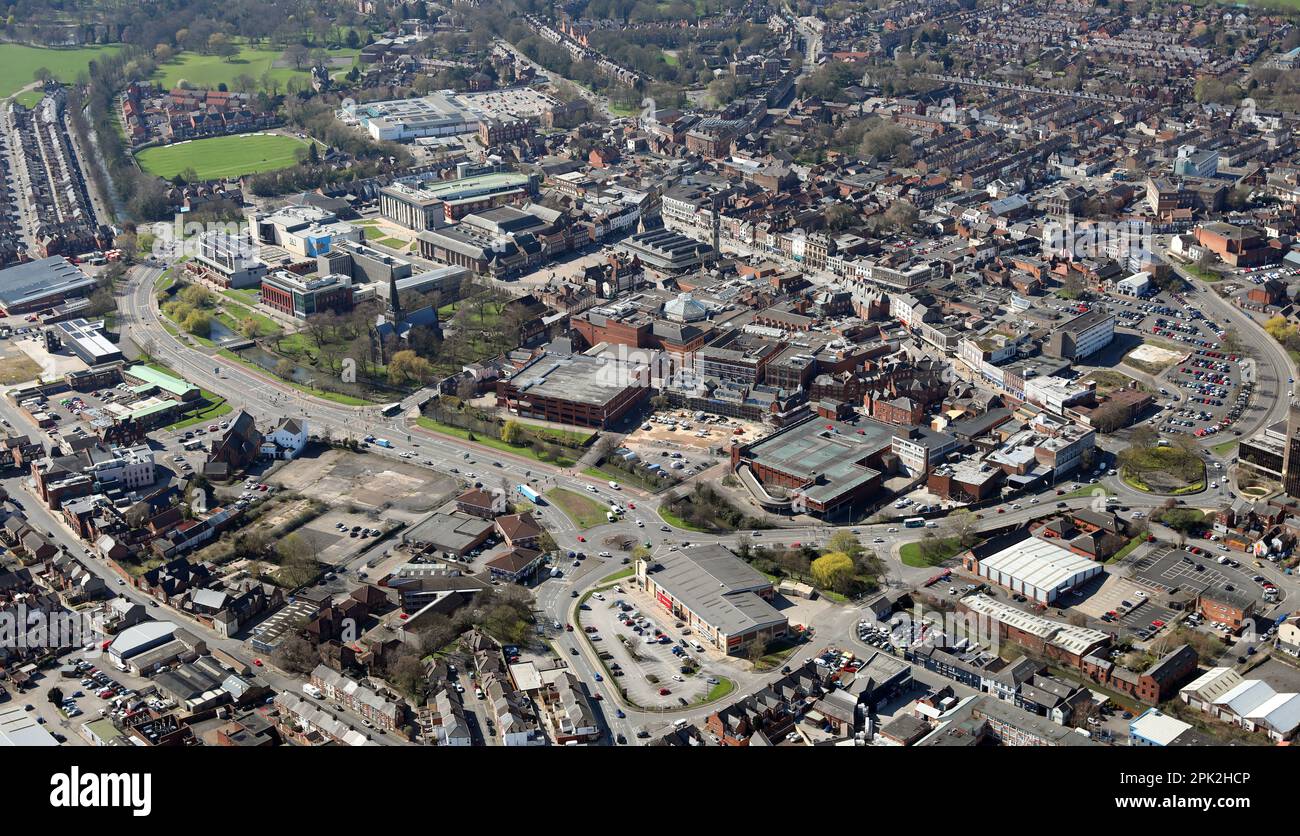 aerial view of Darlington town centre, County Durham Stock Photo