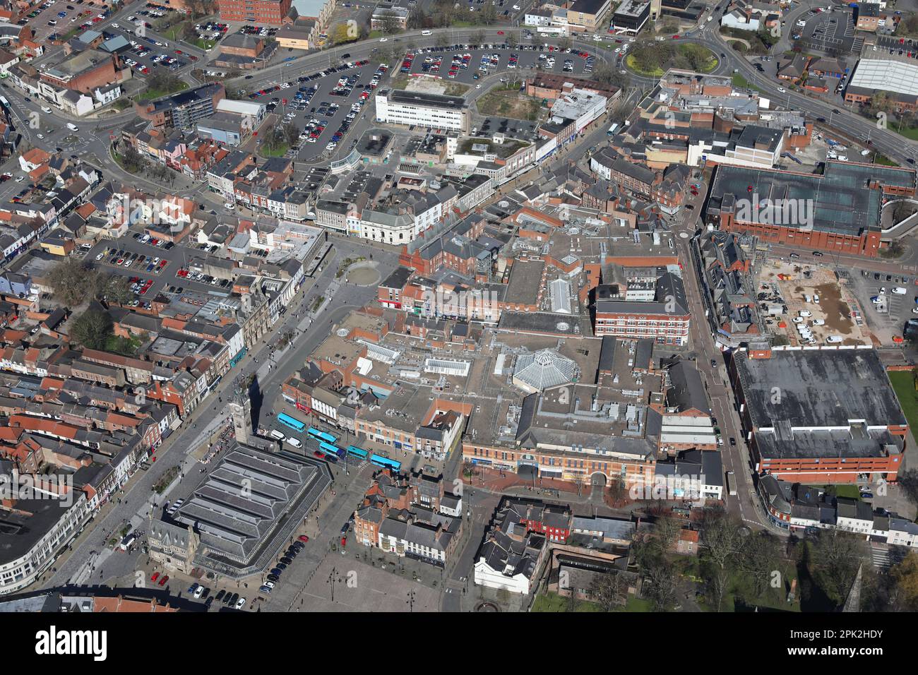 aerial view of Darlington town centre, County Durham Stock Photo
