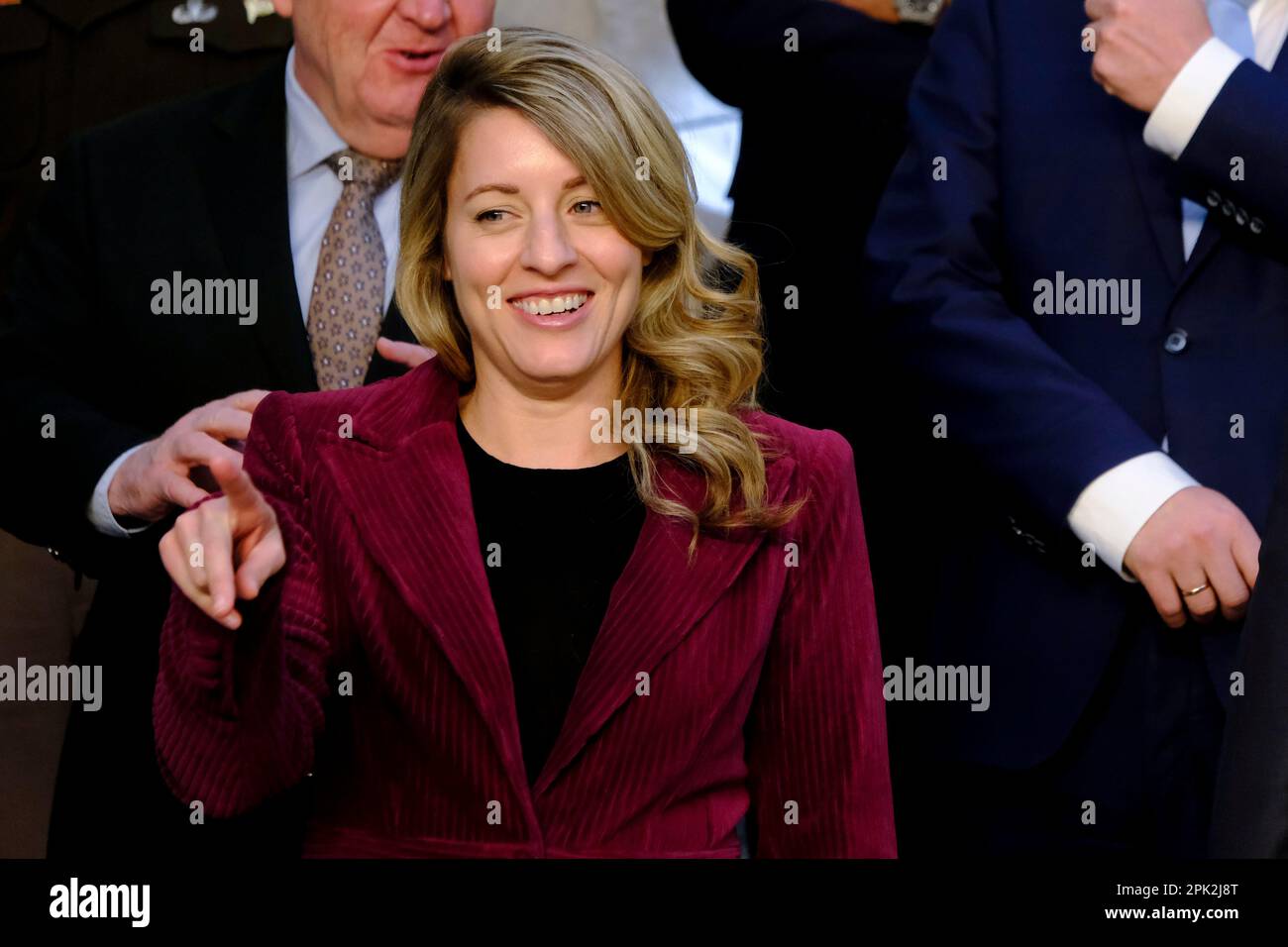 Brussels, Belgium. 05th Apr, 2023. Melanie Joly, Minister of Foreign Affairs arrives for a family photograph during the North Atlantic Council Ministers of Foreign Affairs meeting in Brussels, Belgium on April 5, 2023. Credit: ALEXANDROS MICHAILIDIS/Alamy Live News Stock Photo