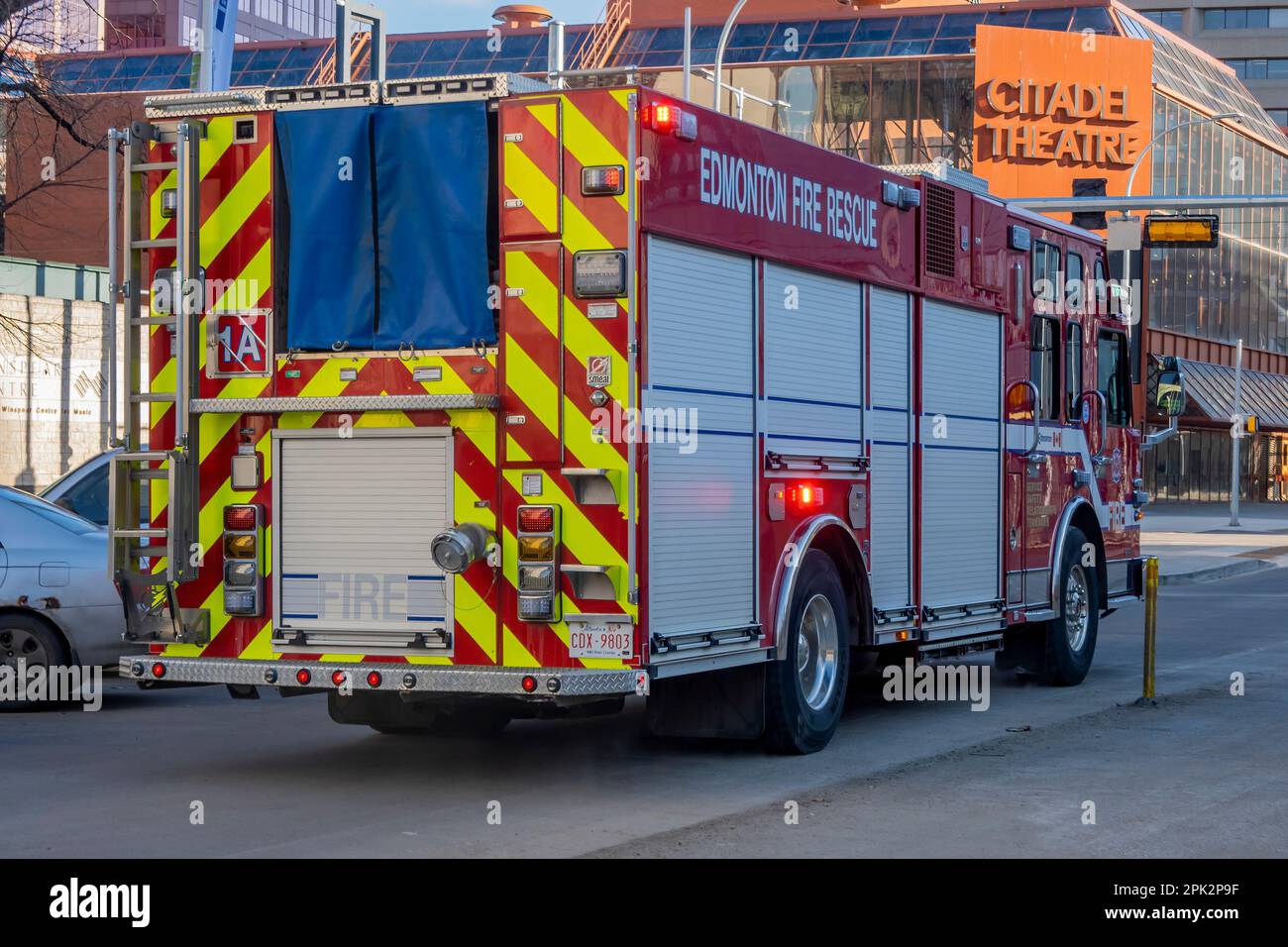 Edmonton, Alberta, Canada. Apr 04, 2023. Front view to a firefighter