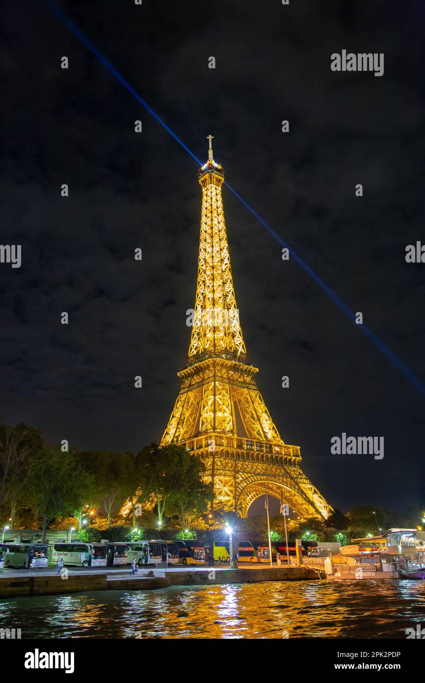 Eiffel Tower at night (Paris) Stock Photo