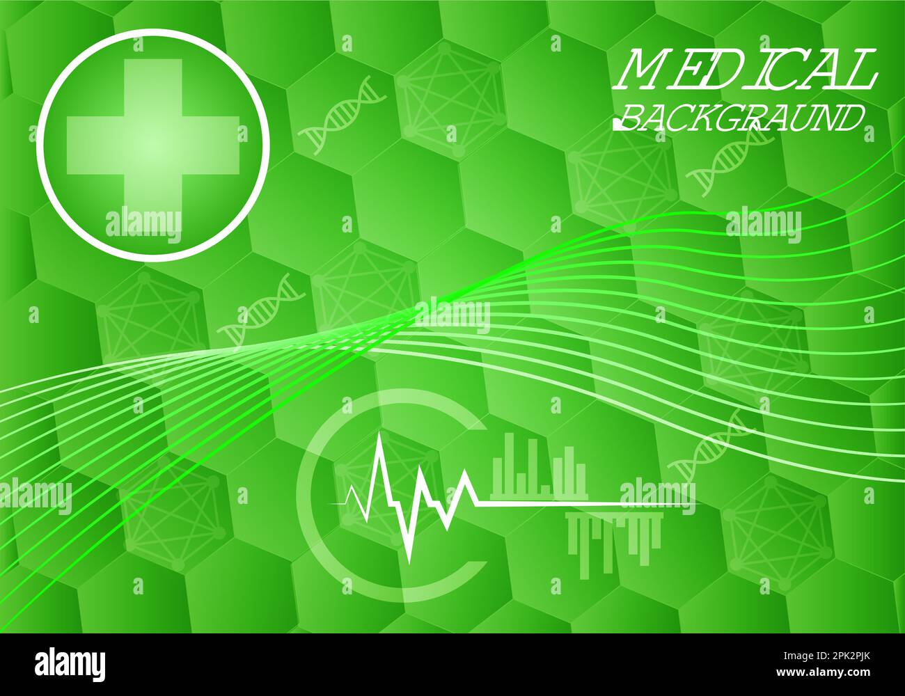 green background for medical theme with bright waves Stock Vector Image ...