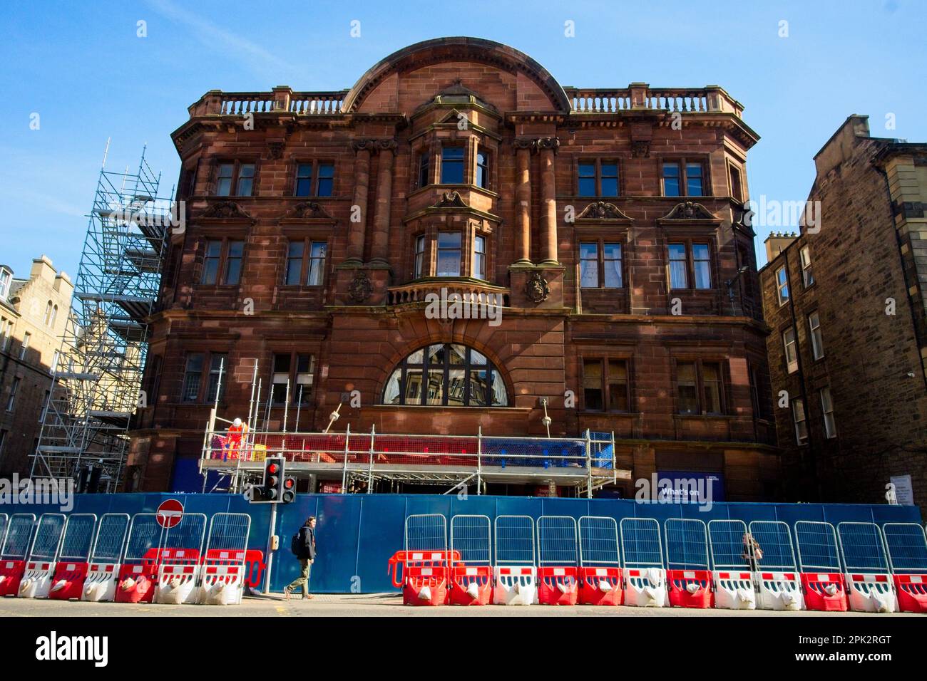 Scaffolding surrounds The King Theatre in Edinburgh as a major redevelopment begins. Stock Photo