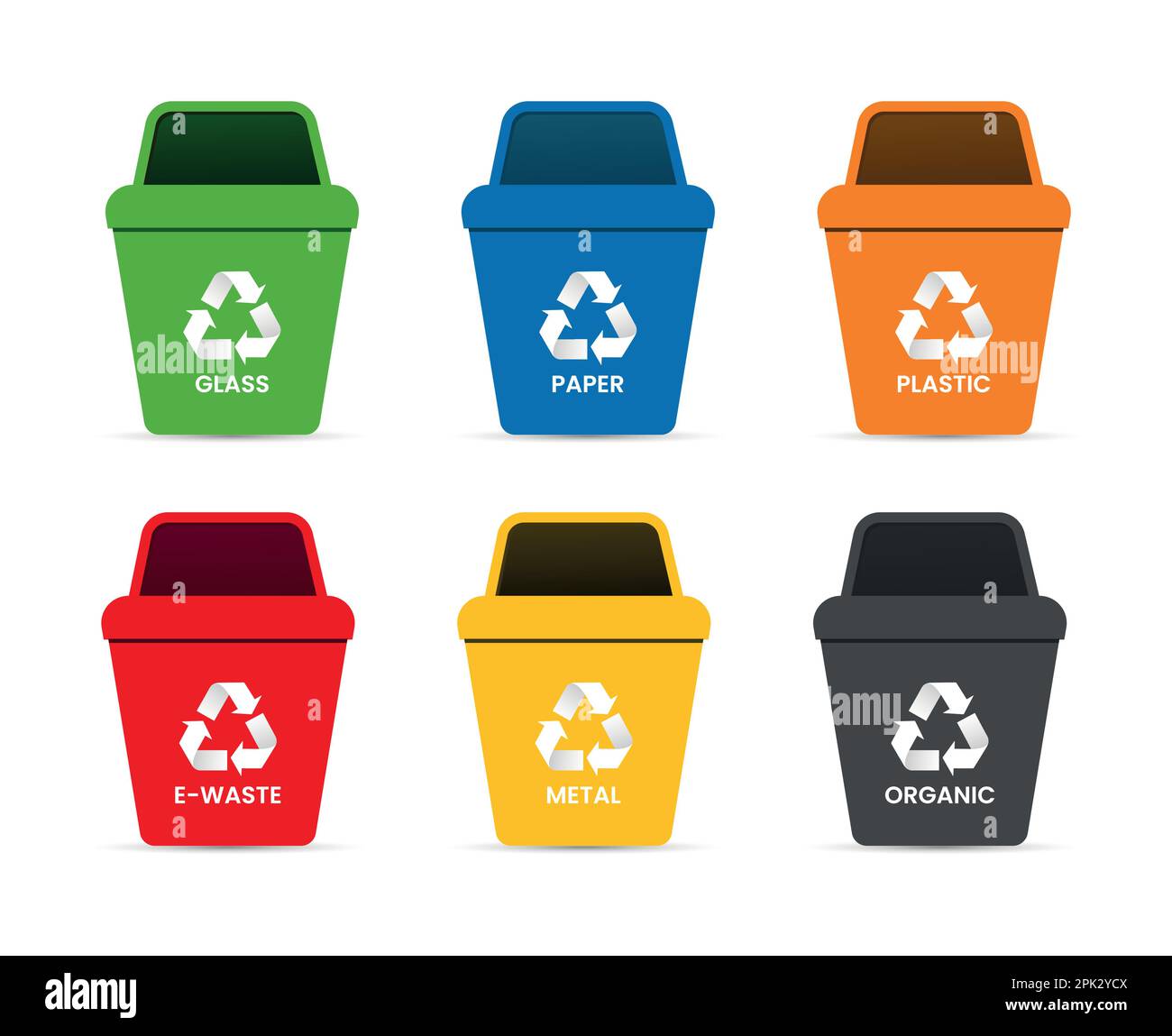 Colorful Ecological recycle bins set with recycle symbol vector