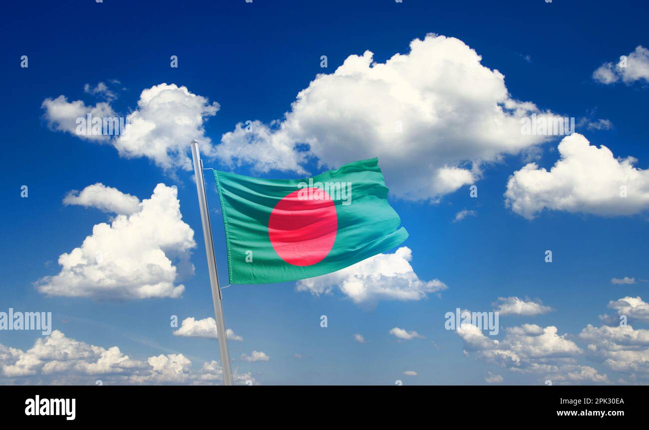 Bangladesh national flag waving in beautiful sky. 3d waving flag of ...