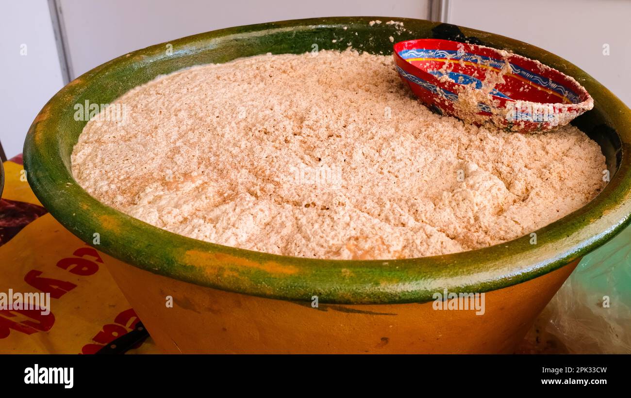 Tejate, non-alcoholic maize and cacao beverage traditionally made in Oaxaca, Mexico Stock Photo