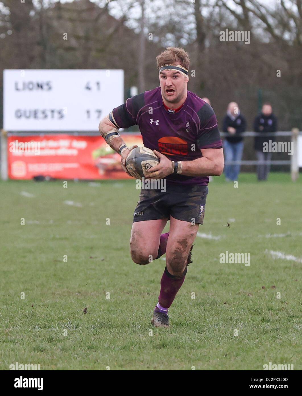 01.04.2023   Leicester, England. Rugby Union.                   Simon Johnson in action for Lions during the National League Div 2 West match played between Leicester Lions and Stourbridge rfc at the Westleigh Park Stadium, Leicester.  © Phil Hutchinson Stock Photo