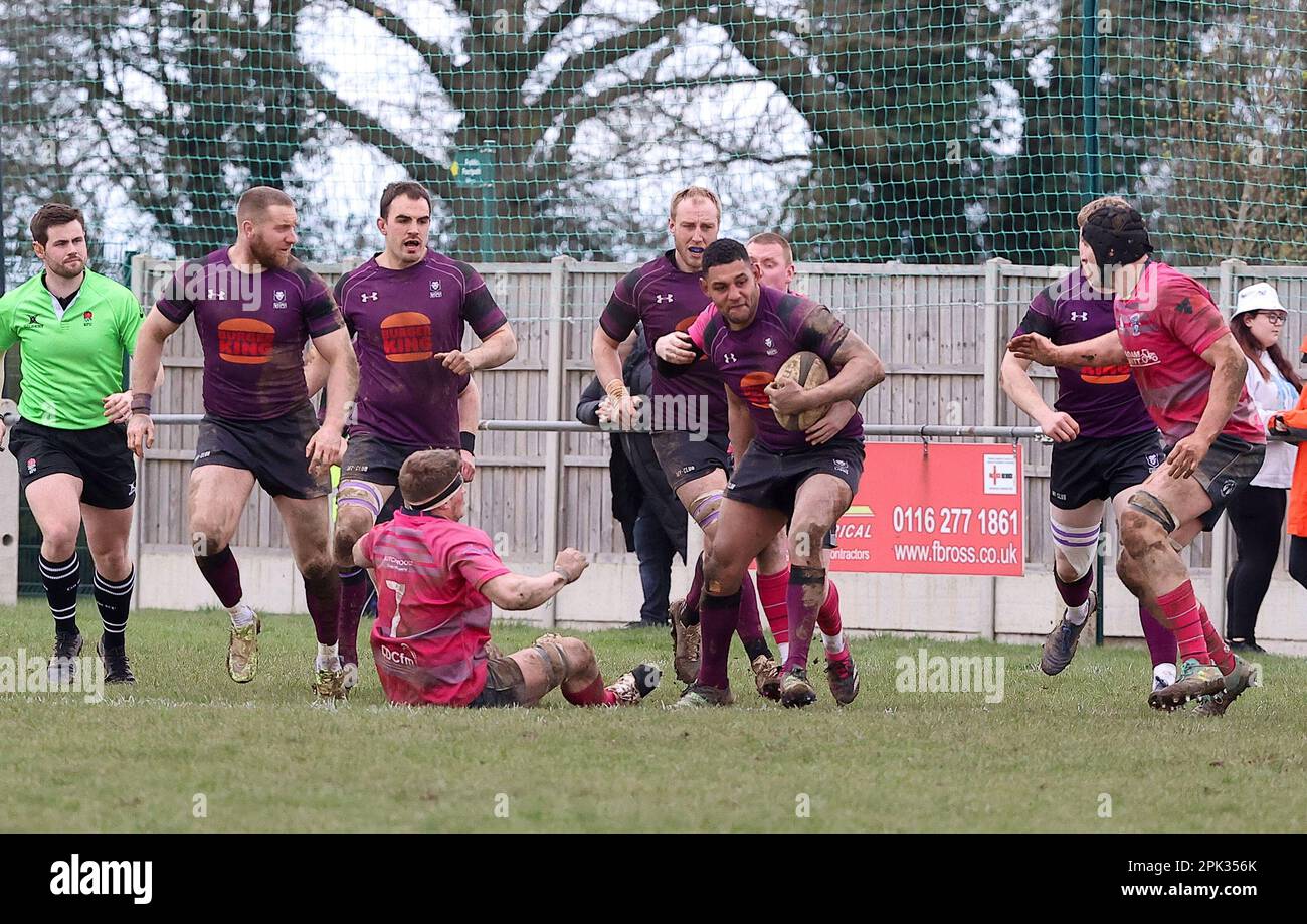 01.04.2023   Leicester, England. Rugby Union.                    in action during the National League Div 2 West match played between Leicester Lions and Stourbridge rfc at the Westleigh Park Stadium, Leicester.  © Phil Hutchinson Stock Photo