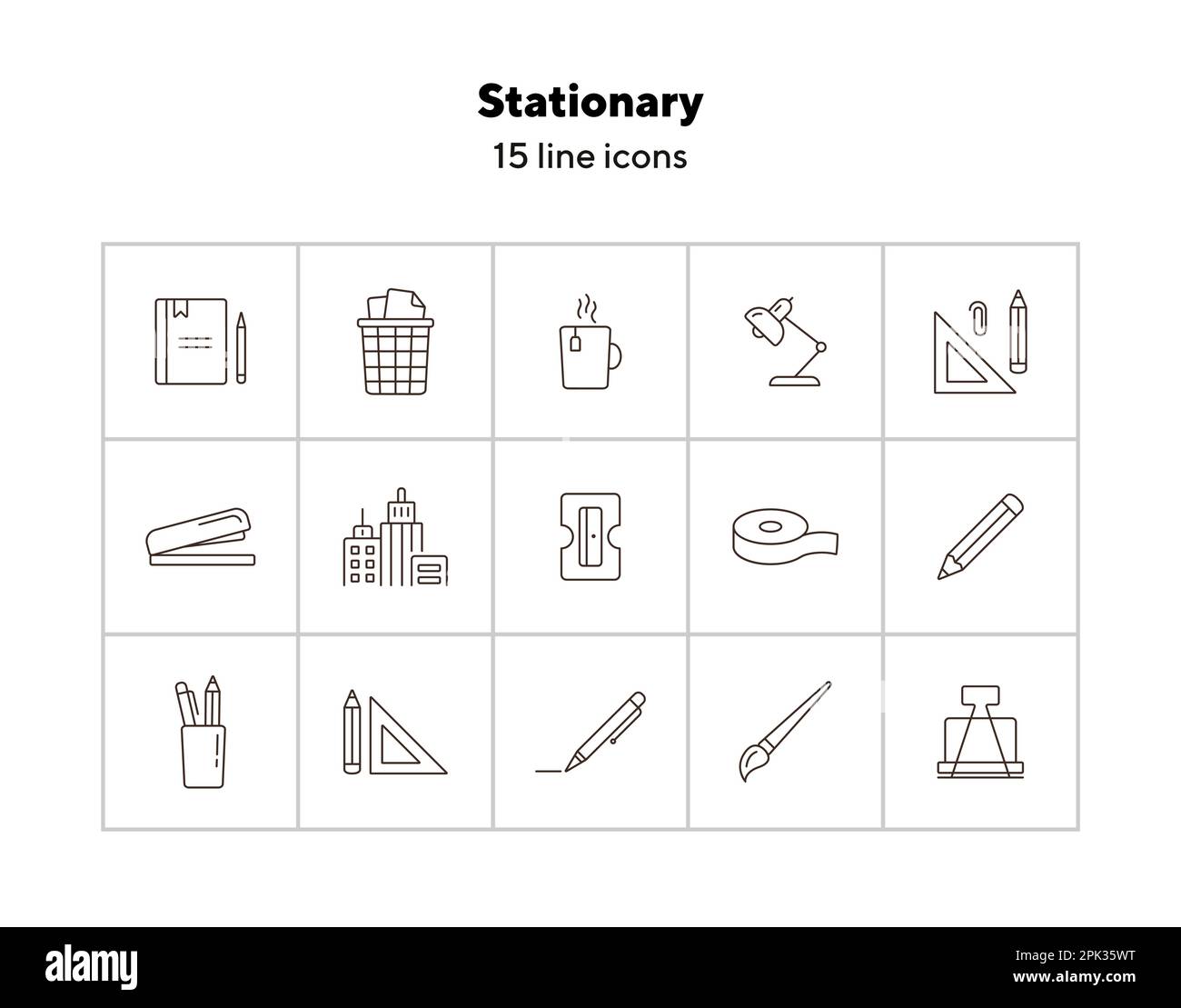 Stationary icon set Stock Vector Image & Art Alamy