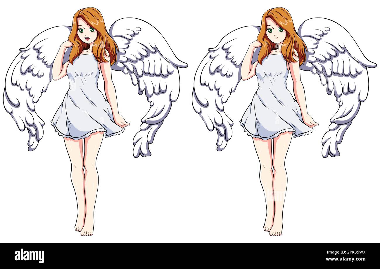 Angel Anime Girl On White Stock Vector Image & Art - Alamy