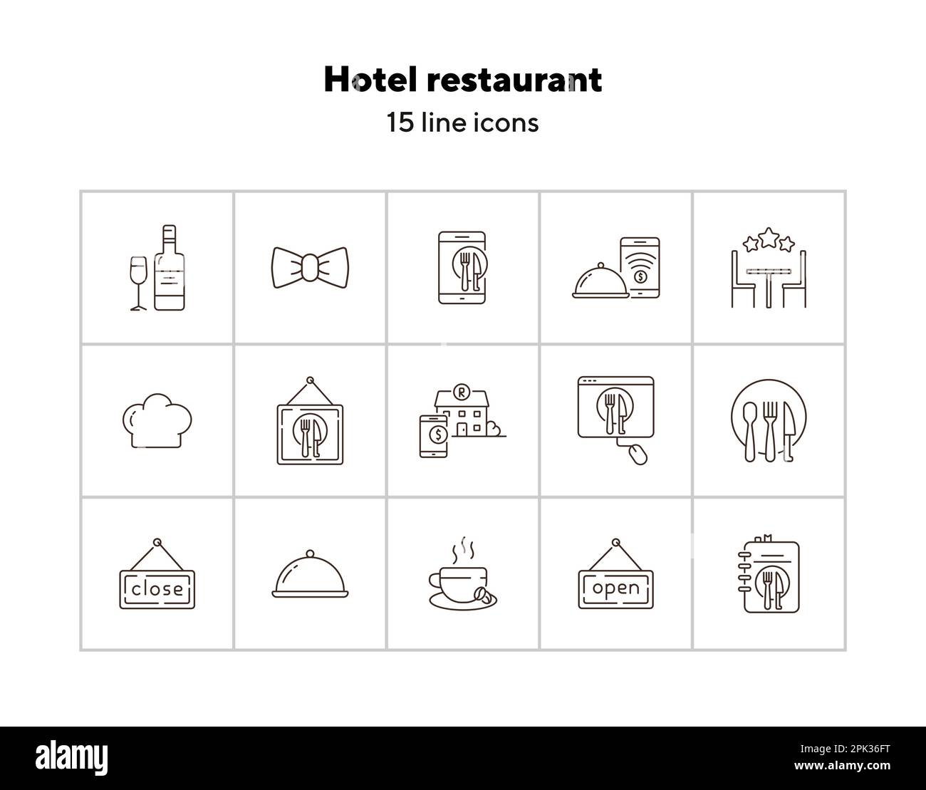 Hotel restaurant line icon set Stock Vector Image & Art - Alamy