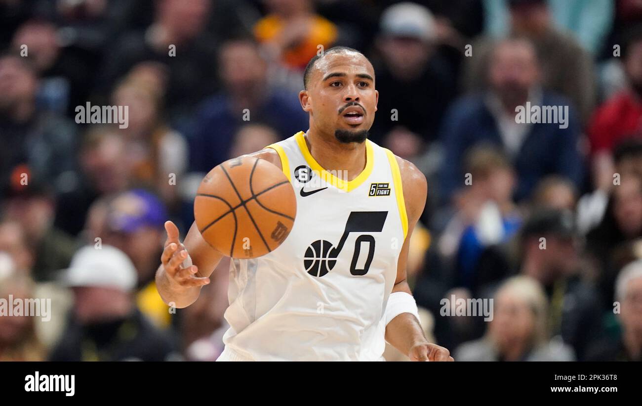 Utah Jazz guard Talen Horton-Tucker (0) brings the ball up court during the  second half of an NBA basketball game against the Memphis Grizzlies Monday,  Oct. 31, 2022, in Salt Lake City. (