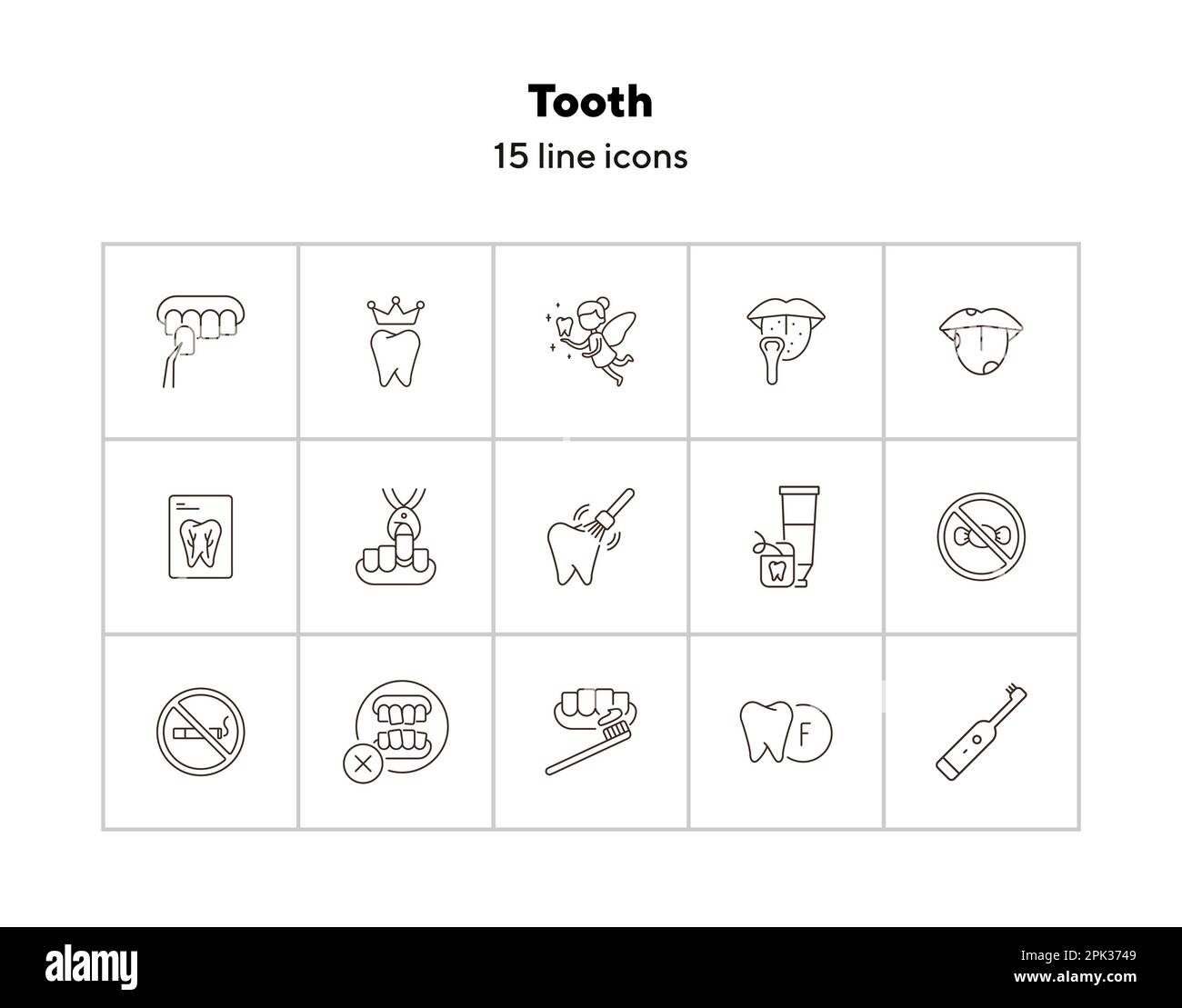 Tooth line icon set Stock Vector Image & Art - Alamy