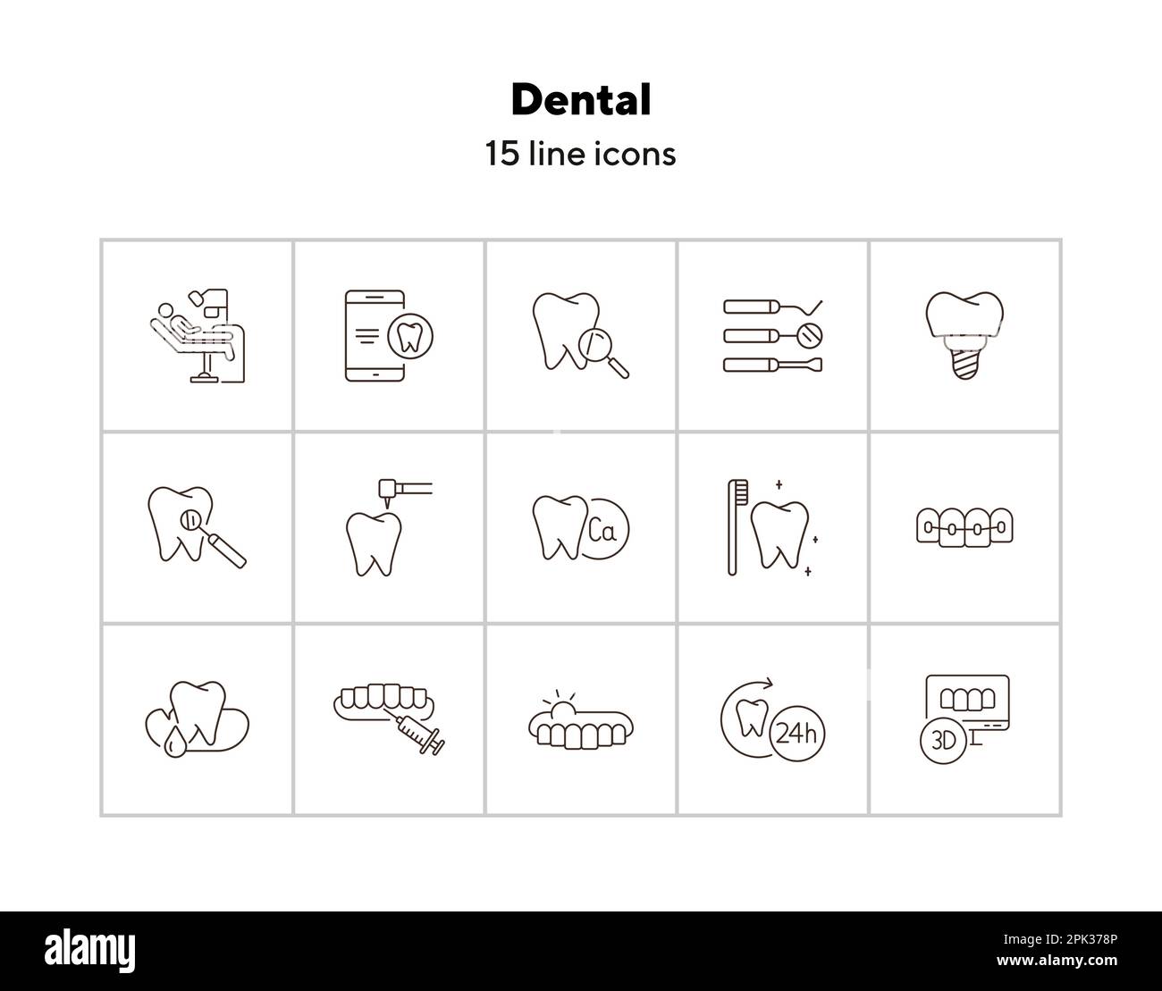 Dental icons. Set of line icons Stock Vector Image & Art - Alamy