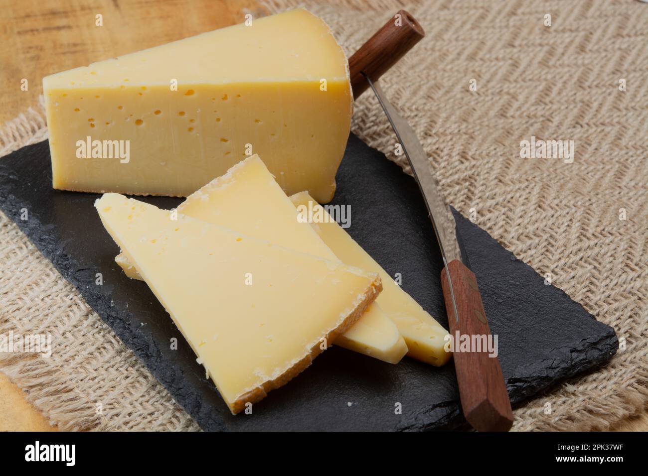 Swiss cheese collection, gruyere cheese made from unpasteurized cow's