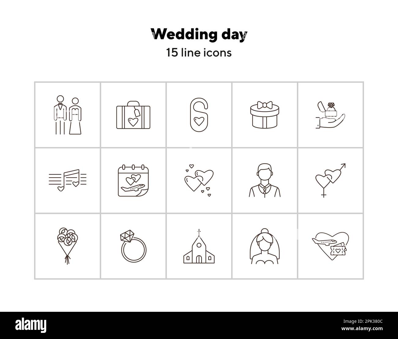 Wedding day line icons Stock Vector Image & Art - Alamy