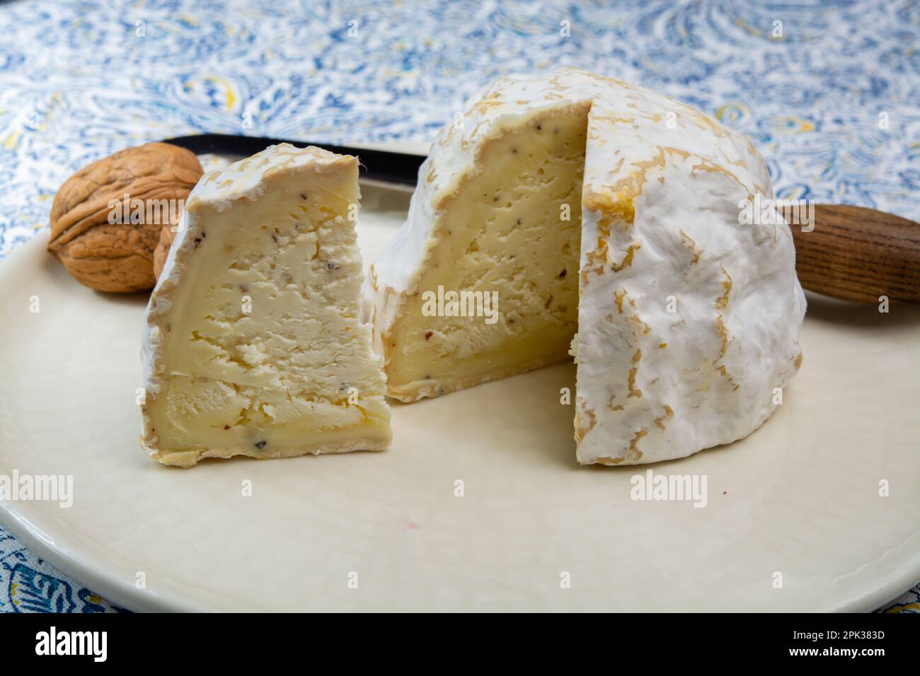 Cheese collection, soft cow French cheese with mold Gaperon artisanal ...