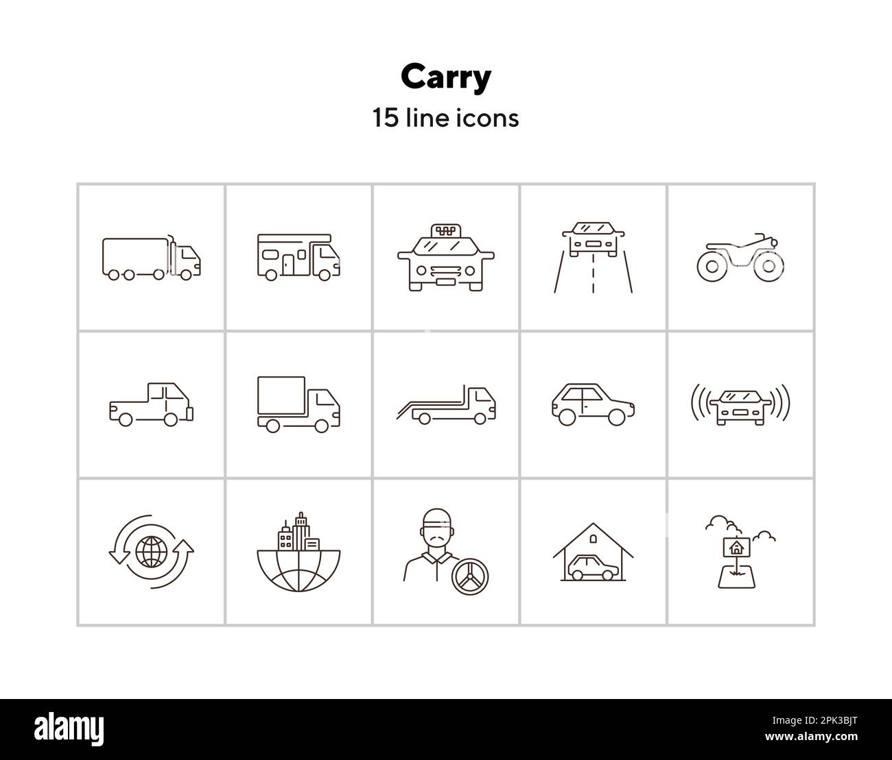 Carry line icon set Stock Vector