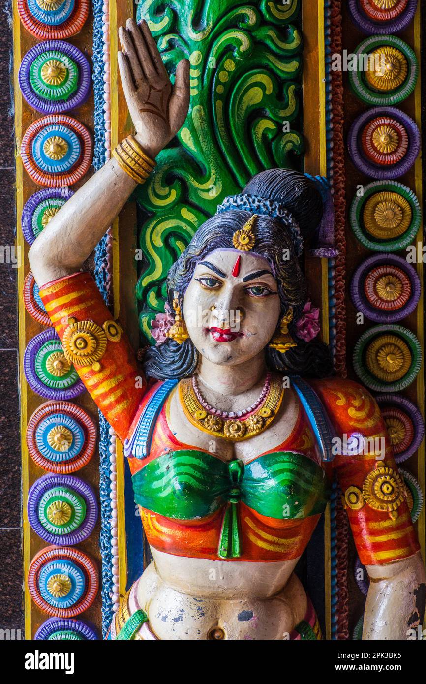 Highly decorative and colourful Hindu statues at a temple in Sri Lanka