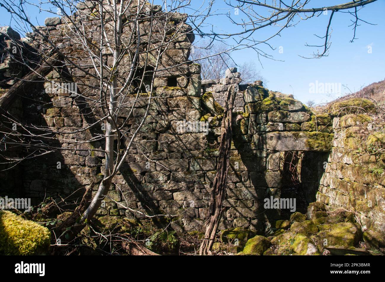 Around the UK - Ruins of a farmhouse on Bridestones Moor, Todmorden, West Yorkshire, UK Stock Photo