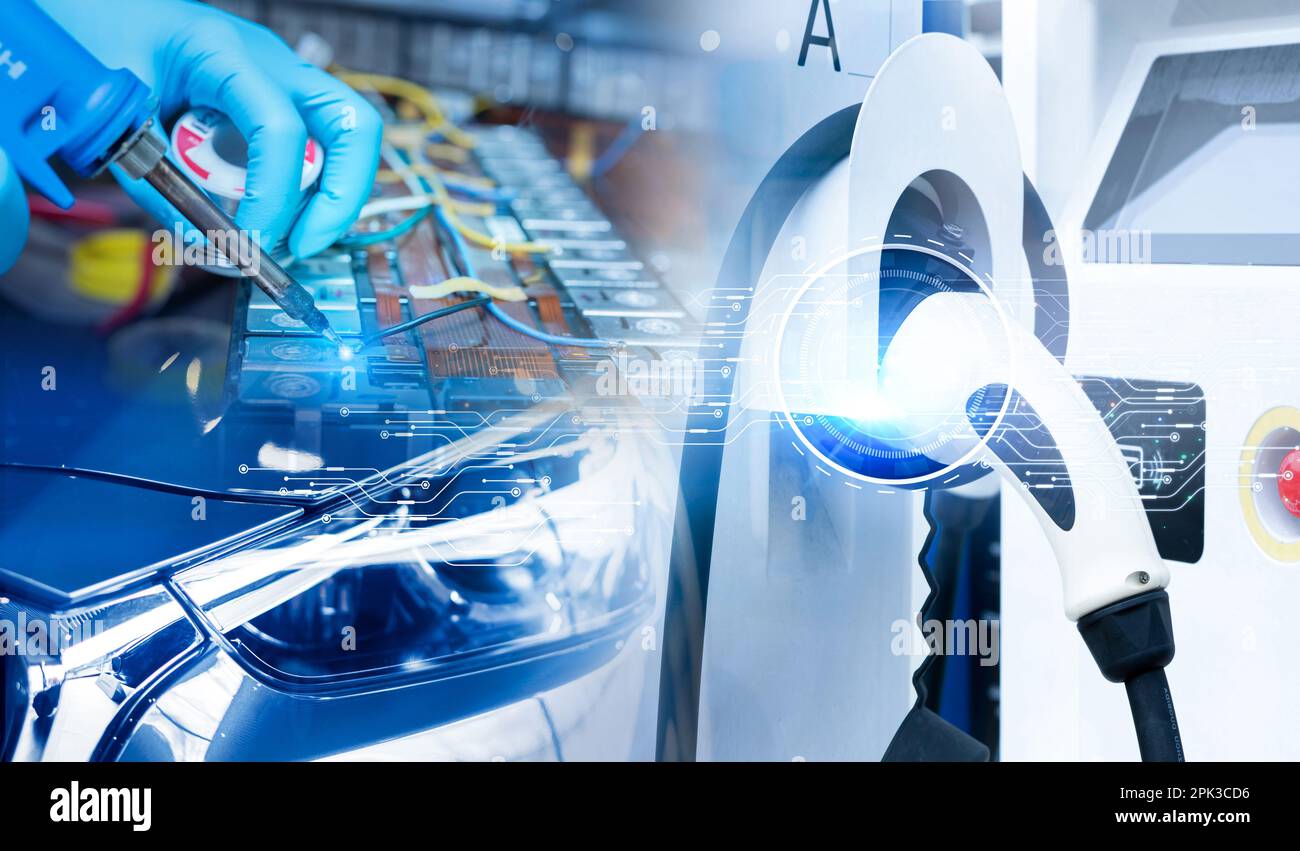 Electric vehicle charging station for charge EV battery and technician