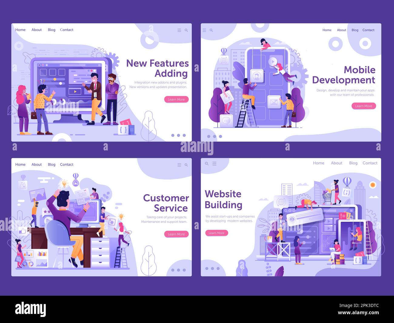 Website and App Developing Gradient Design Banners Stock Vector