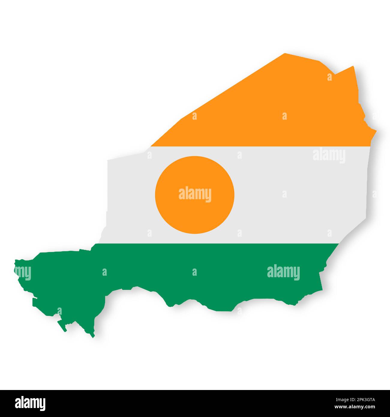 Niger flag map on white background with clipping path 3d illustration