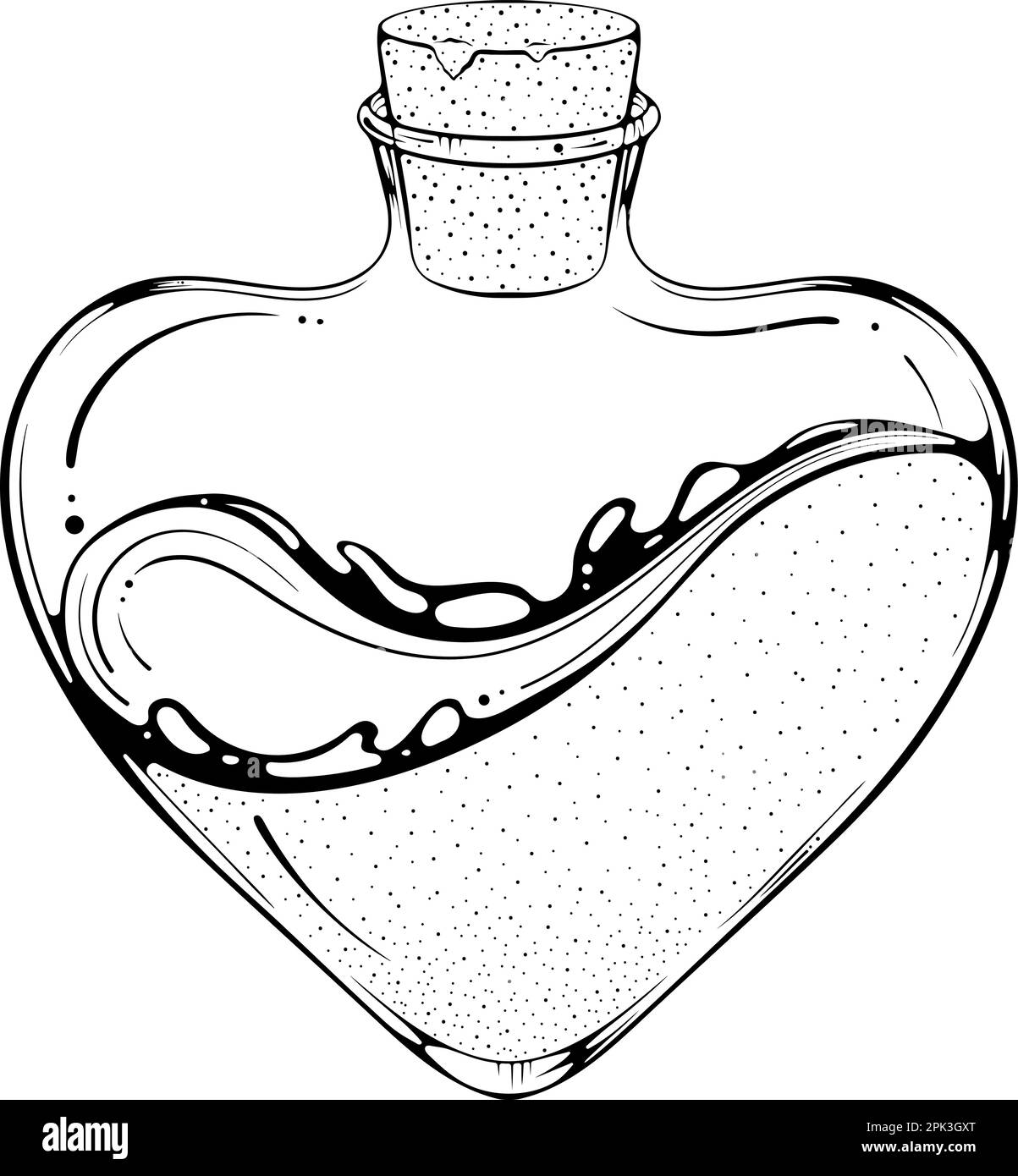 Heart shaped vial with liquid line art Stock Vector Image & Art Alamy