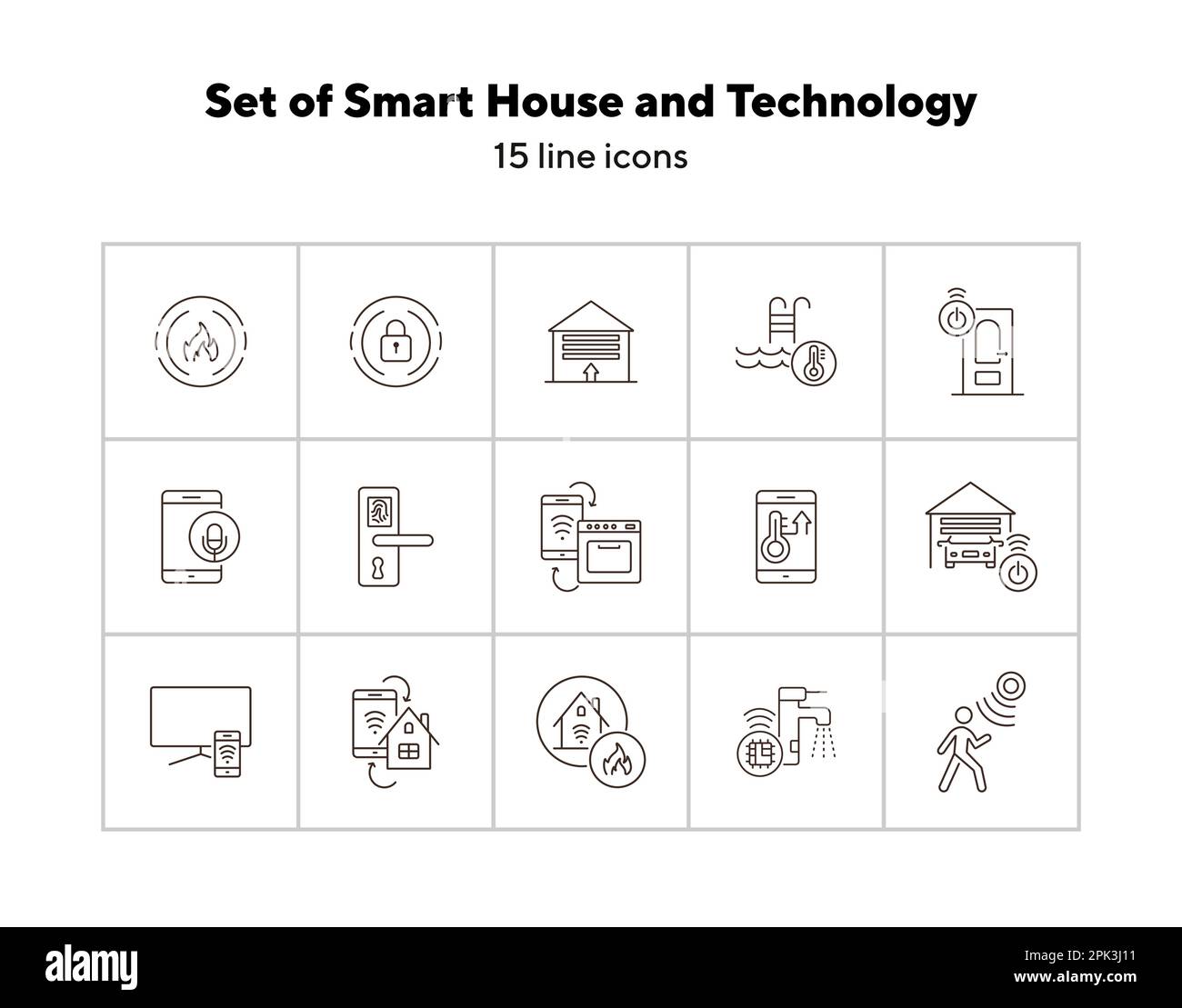 Set of Smart House and Technology icons. Thin line vector Stock Vector ...