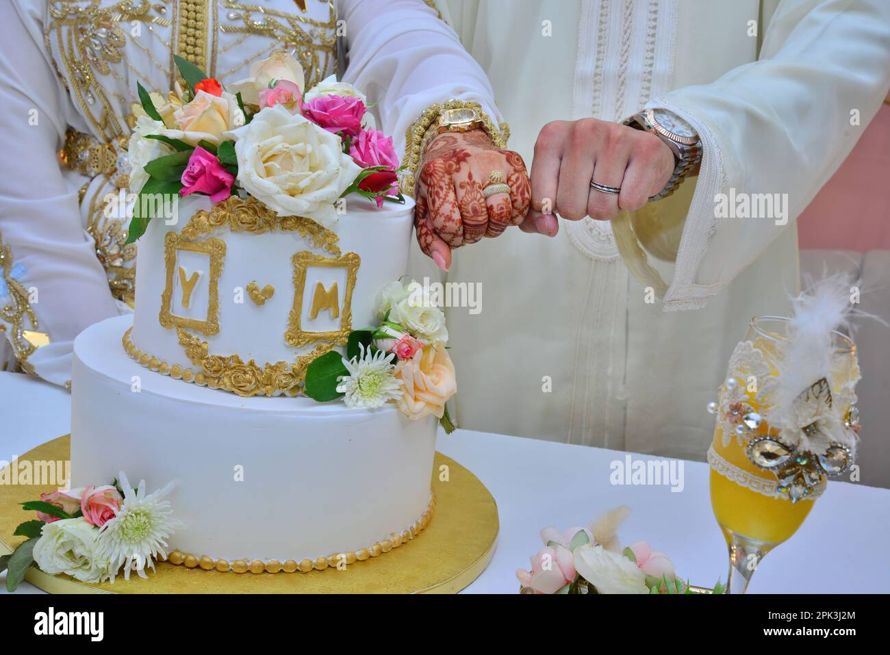 Bride and groom. Wedding muslim couple during the marriage ceremony. Muslim marriage. Stock Photo