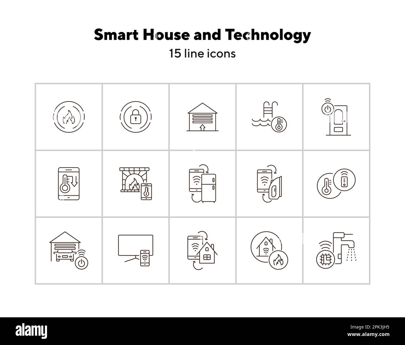 Smart House and Technology line icon set. Linear vector Stock Vector ...