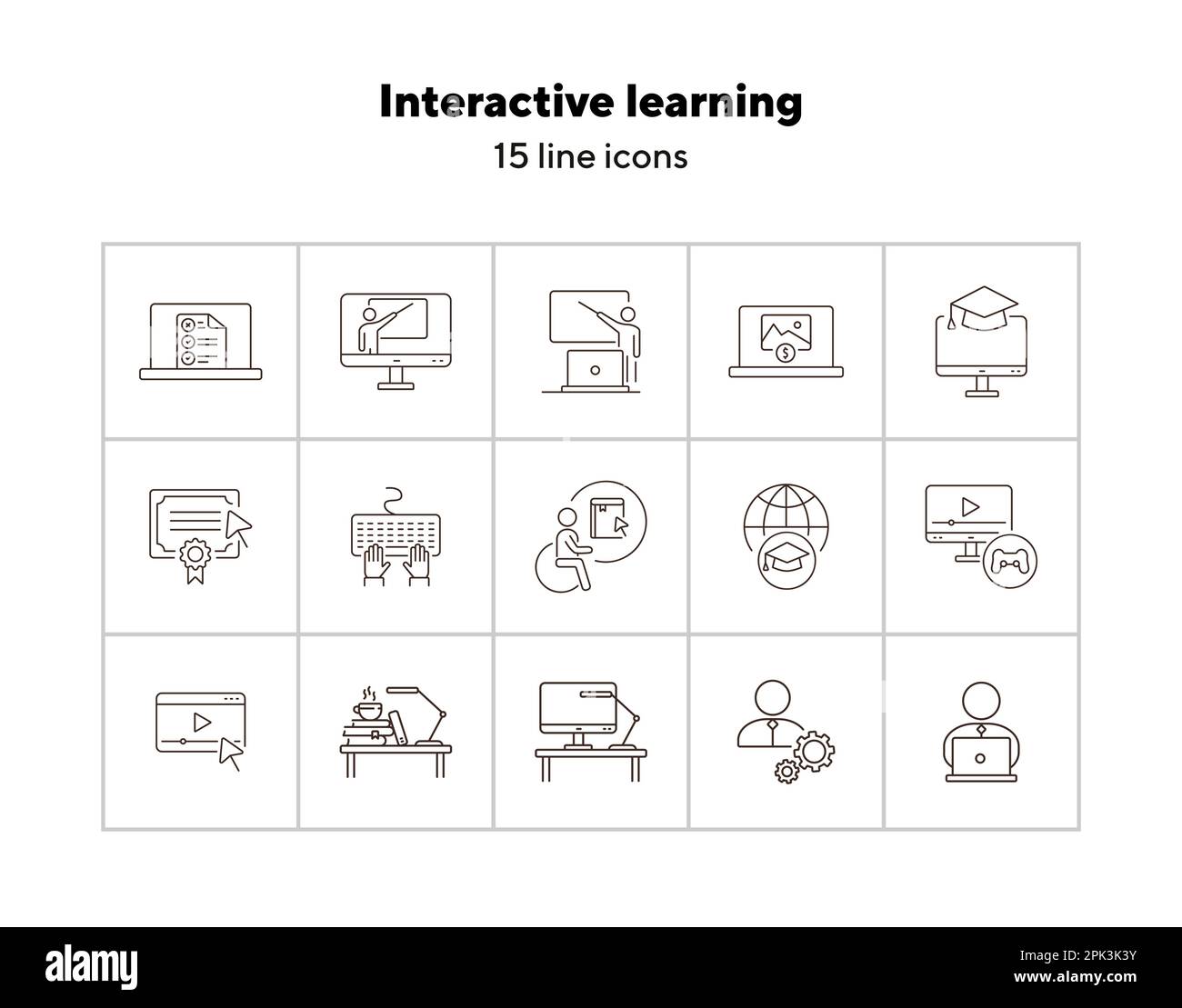 Interactive learning line icon set Stock Vector Image & Art - Alamy