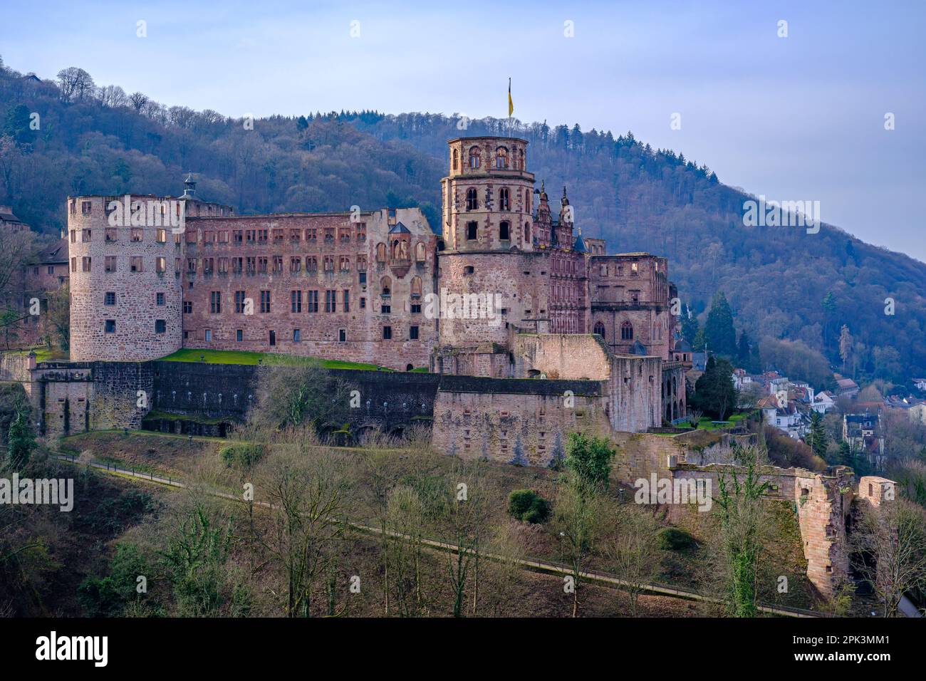 Heidelberg Castle and garden seen from the east, Heidelberg, Baden