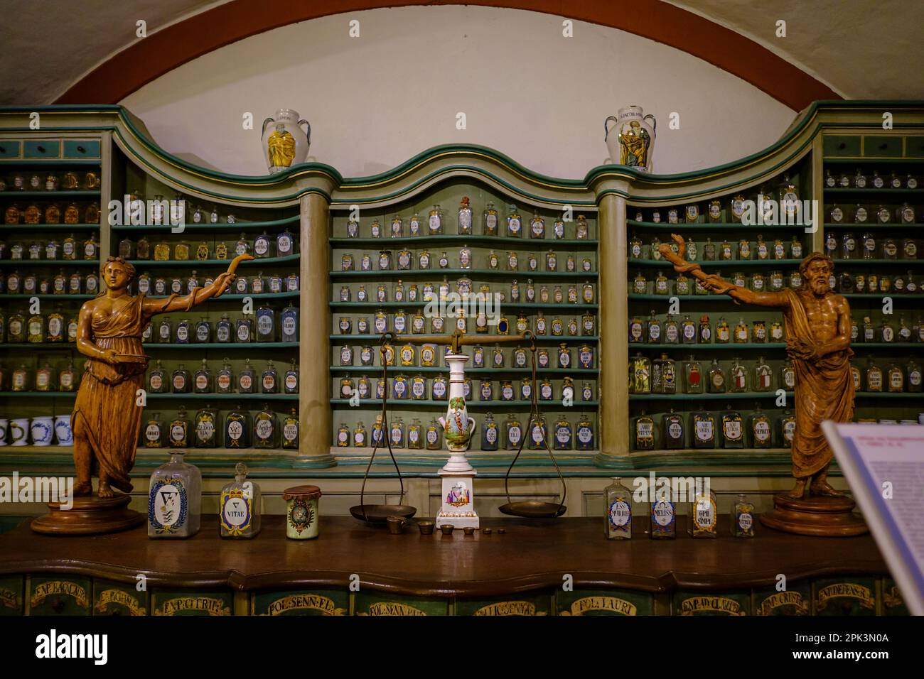 German Pharmacy Museum in Heidelberg Castle, Heidelberg, Baden-Württemberg, Germany, Europe. Stock Photo