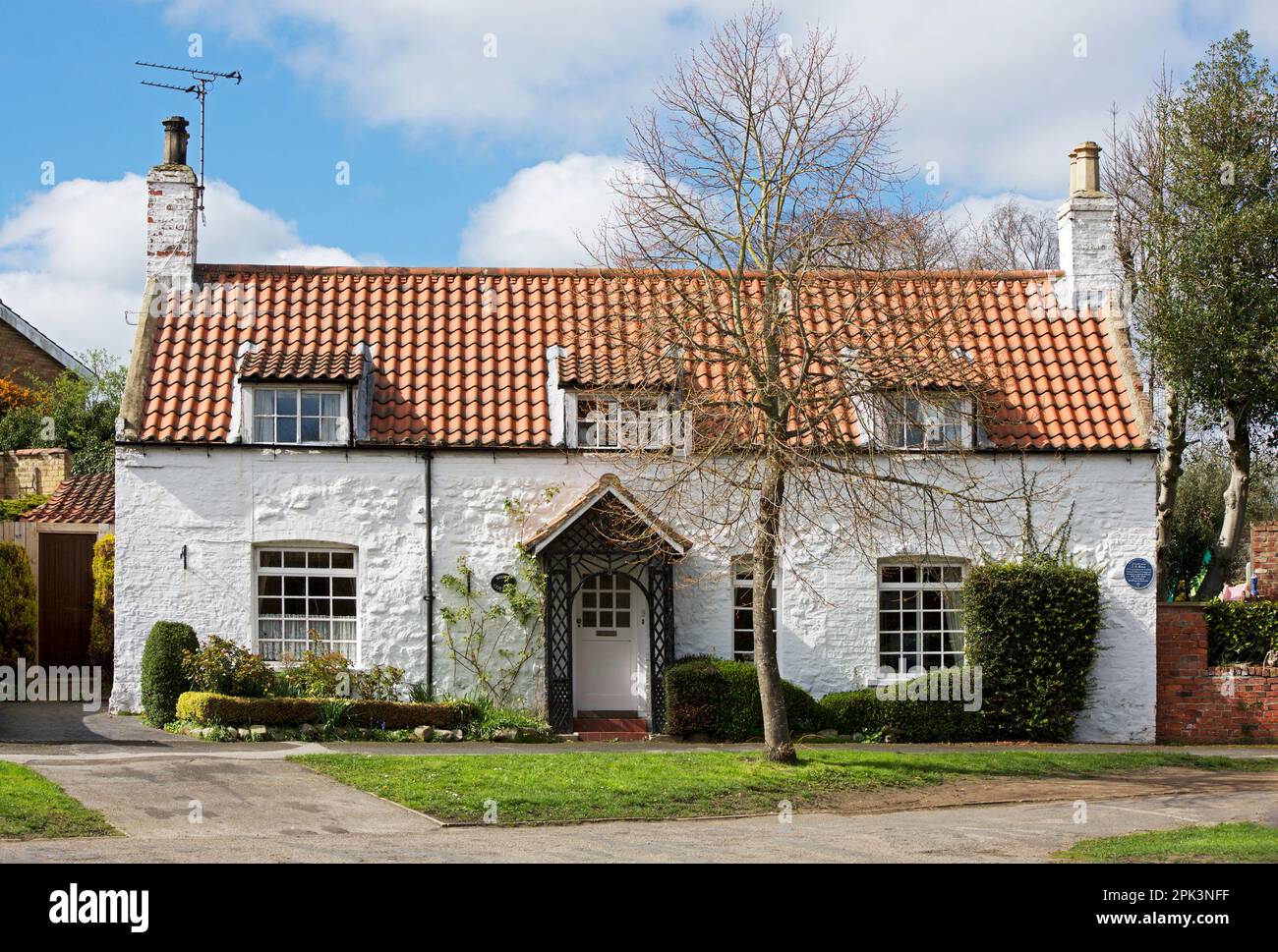 White Cottage in Hornsea, Holderness, East Yorkshire, England UK Stock