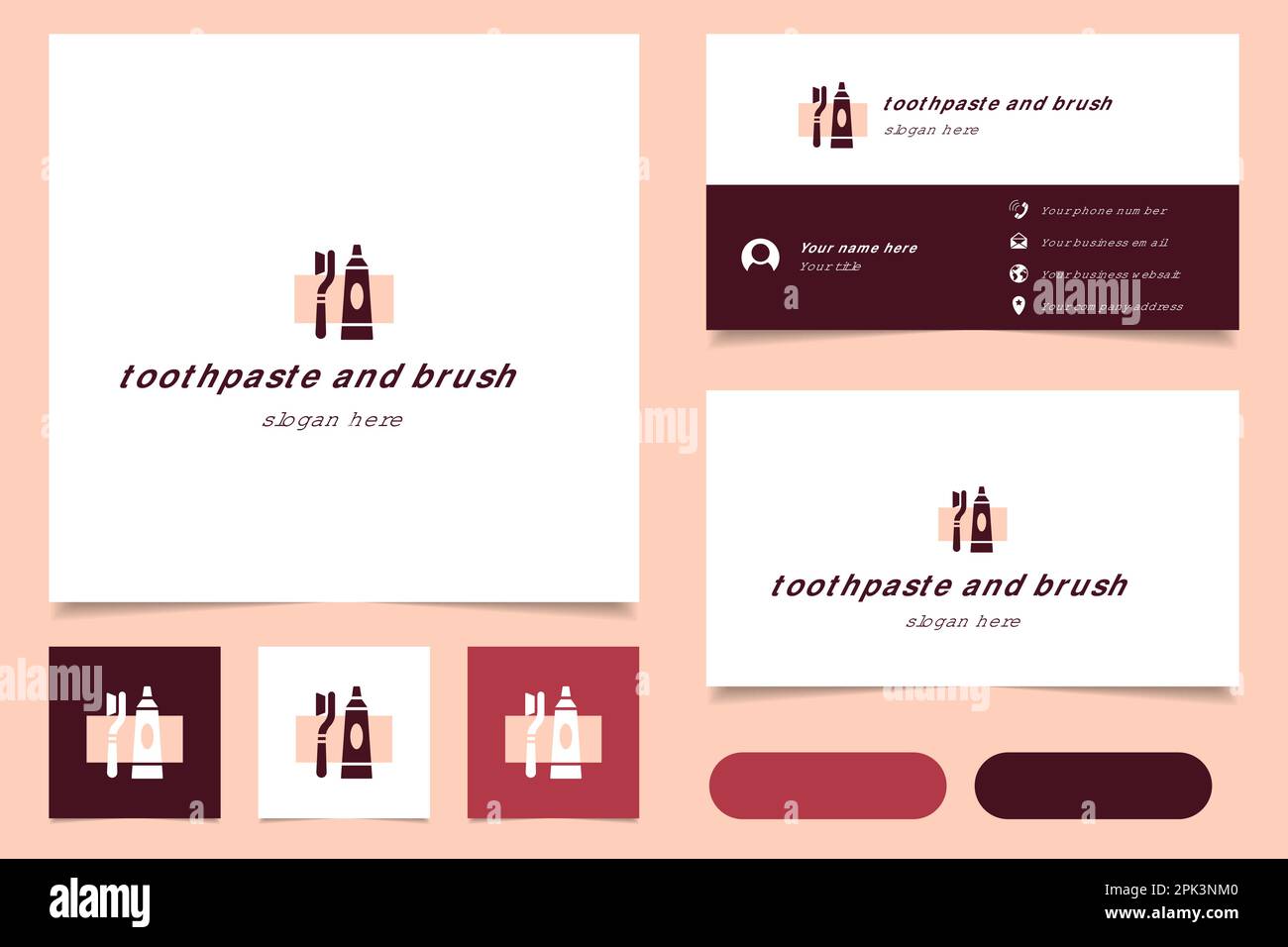 Toothpaste and brush logo design with editable slogan. Branding book ...