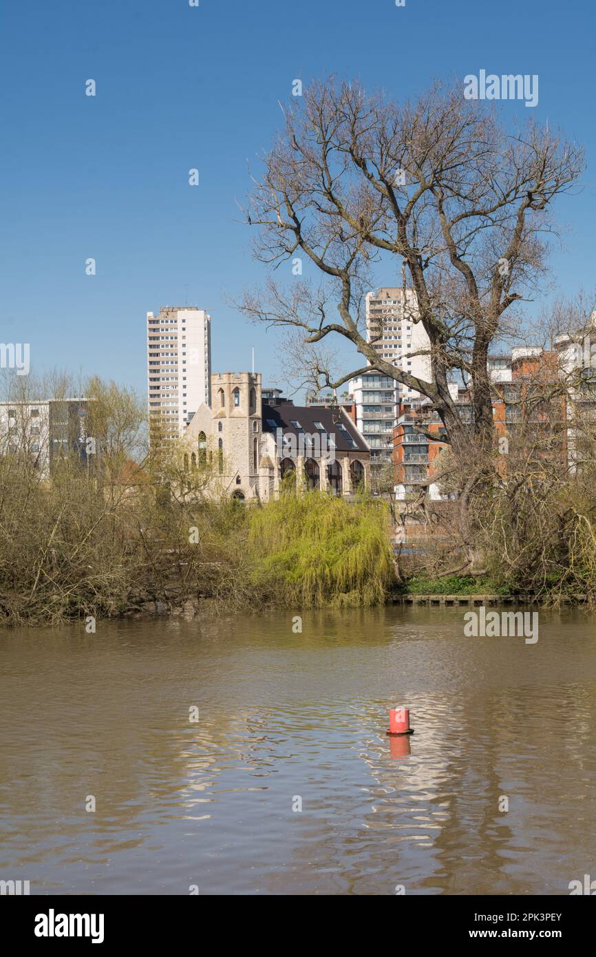 The Old Musical Museum and St Georges Church (aka St George-by-the-Gasholder) Kew Bridge Road, Brentford,, Middlesex, England, UK Stock Photo