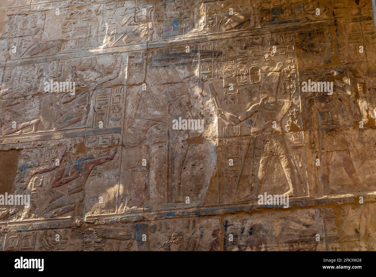 Stone Carvings and Hieroglyphs at Luxor Temple, Luxor, Egypt, North East Africa Stock Photo
