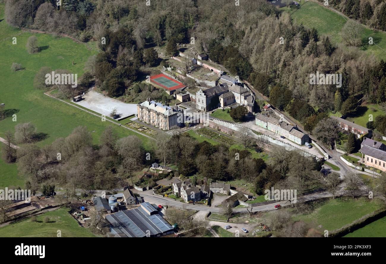 aerial view of Home Farm in the foreground and a large country house