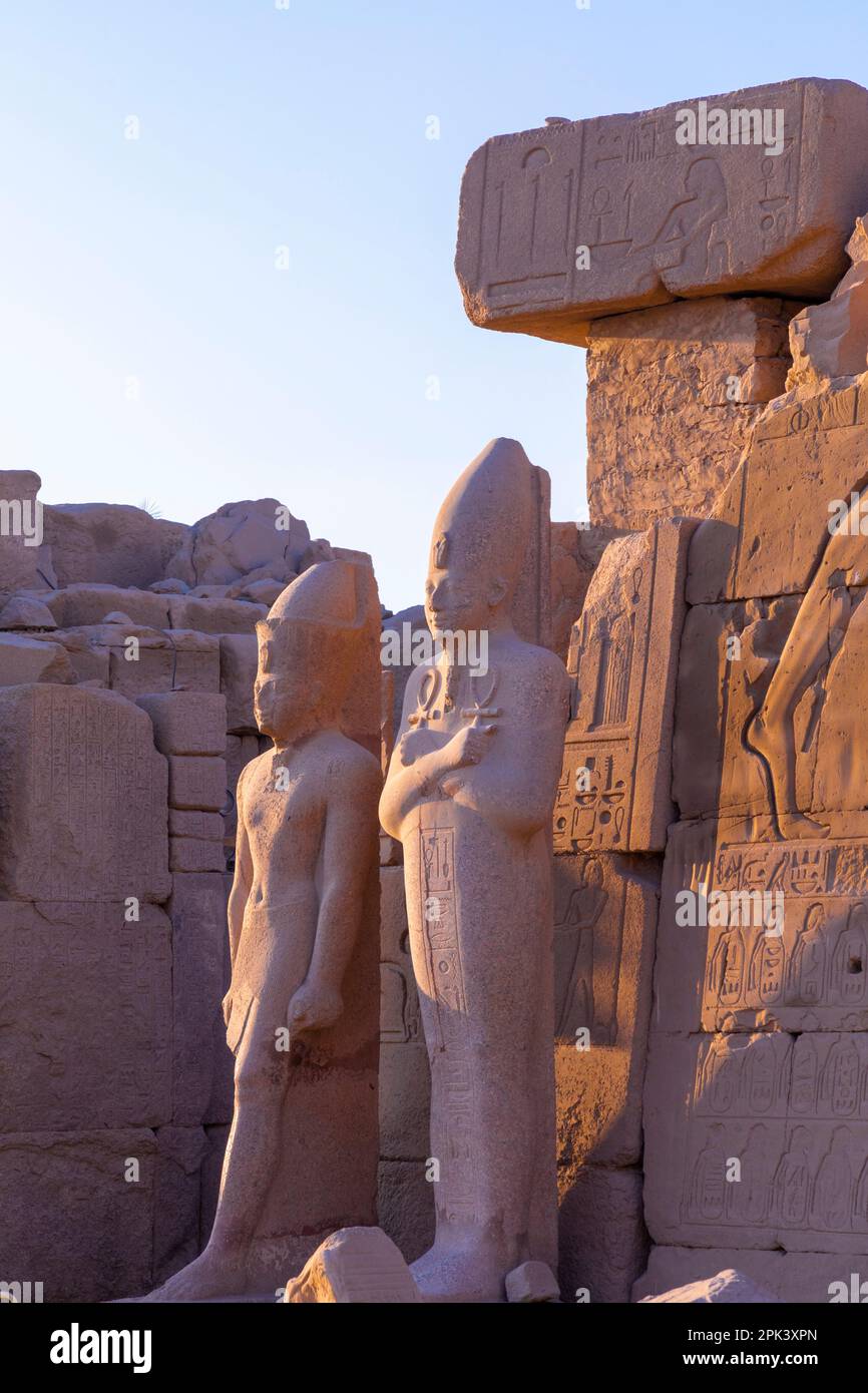 Statues at Karnak Temple, Luxor, Egypt, North East Africa Stock Photo