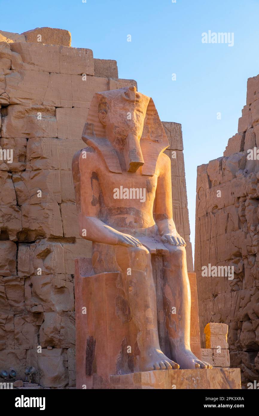 Statue at Karnak Temple, Luxor, Egypt, North East Africa Stock Photo