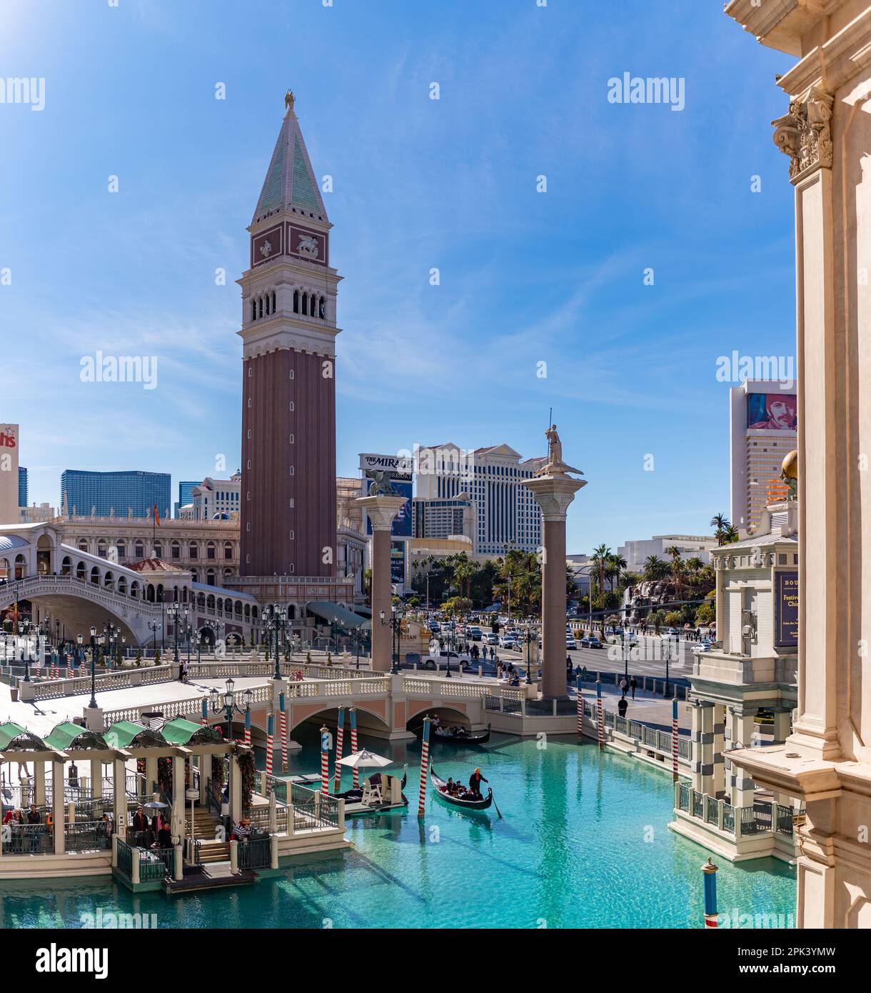 A picture of the Venetian Las Vegas, with the Campanile Tower on the left  Stock Photo - Alamy