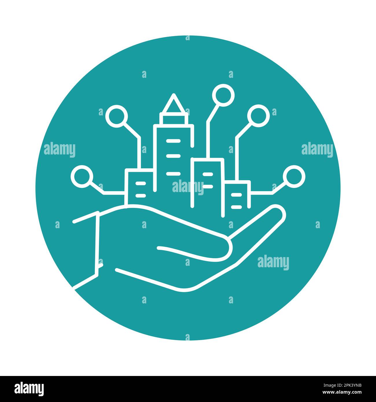 Sustainable cities and communities color icon. Creating career and