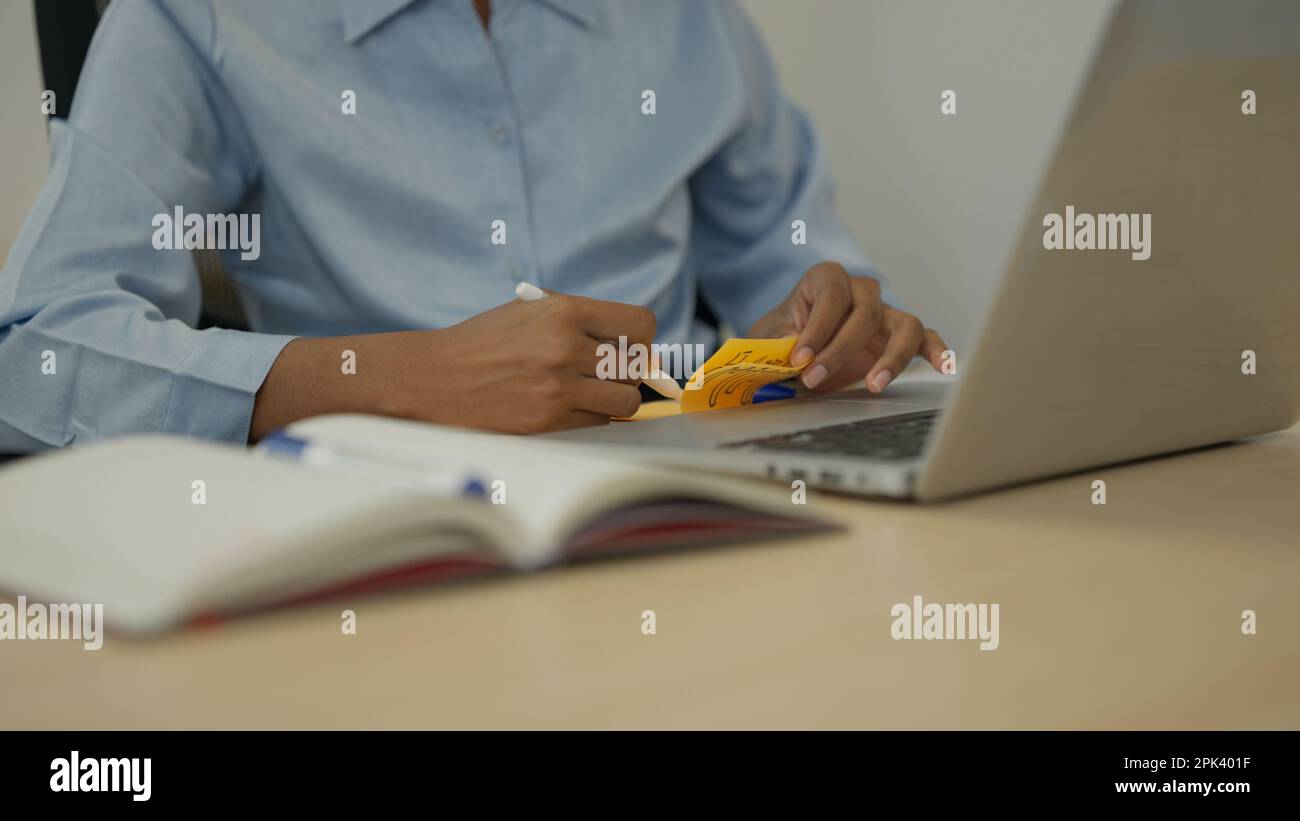 Marketing team using laptop working in company Stock Photo