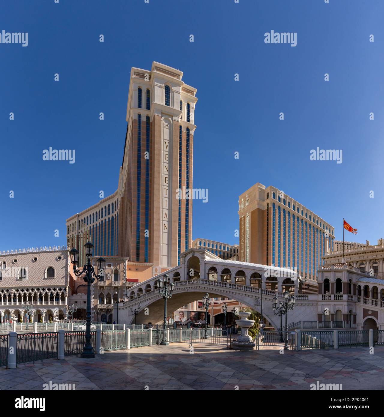 A picture of the Venetian Las Vegas, with the main building at the top ...